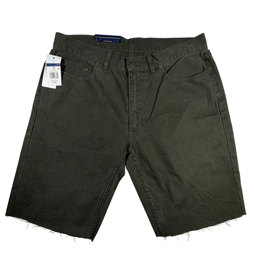 Polo Ralph Lauren Mens 34 Straight Fit Cut Off Shorts Dark Botan Green Cotton